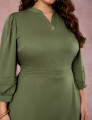 Vestido Midi Encorpado Com Nervuras Musgo