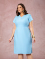 Vestido Midi Detalhe Na Gola Azul