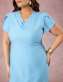 Vestido Midi Detalhe Na Gola Azul