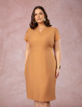 Vestido Midi Detalhe Na Gola Marrom