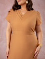 Vestido Midi Detalhe Na Gola Marrom