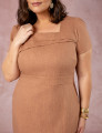 Vestido Midi Detalhe No Decote Marrom 