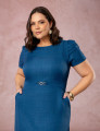 Vestido longo Com Fivela Marinho