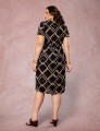 Vestido Midi Estampado Gola Boba Preto