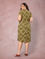 Vestido Midi Estampado Gola Boba Musgo
