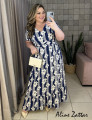 Vestido Longo Crepe Marinho