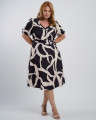 Vestido Midi Crepe Encorpado Estampado Preto
