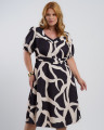 Vestido Midi Crepe Encorpado Estampado Preto