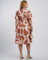 Vestido Midi Crepe Encorpado Estampado Marrom 