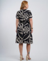 Vestido Midi Viscose Estampado Com Vivo Preto