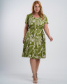 Vestido Midi Viscose Estampado Com Vivo Verde