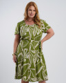 Vestido Midi Viscose Estampado Com Vivo Verde