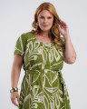 Vestido Midi Viscose Estampado Com Vivo Verde