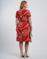 Vestido Midi Viscose Estampado Com Vivo Vermelho