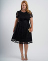 Vestido Midi Tule Com Bordado Preto